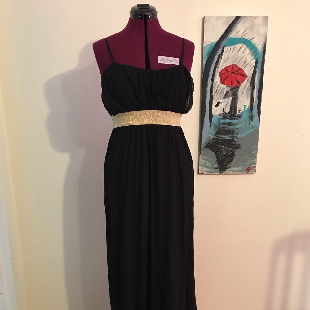 Chiffon Black / gold evening/prom gown